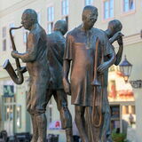 Die vier Münzenberger Musikanten auf dem Marktplatz